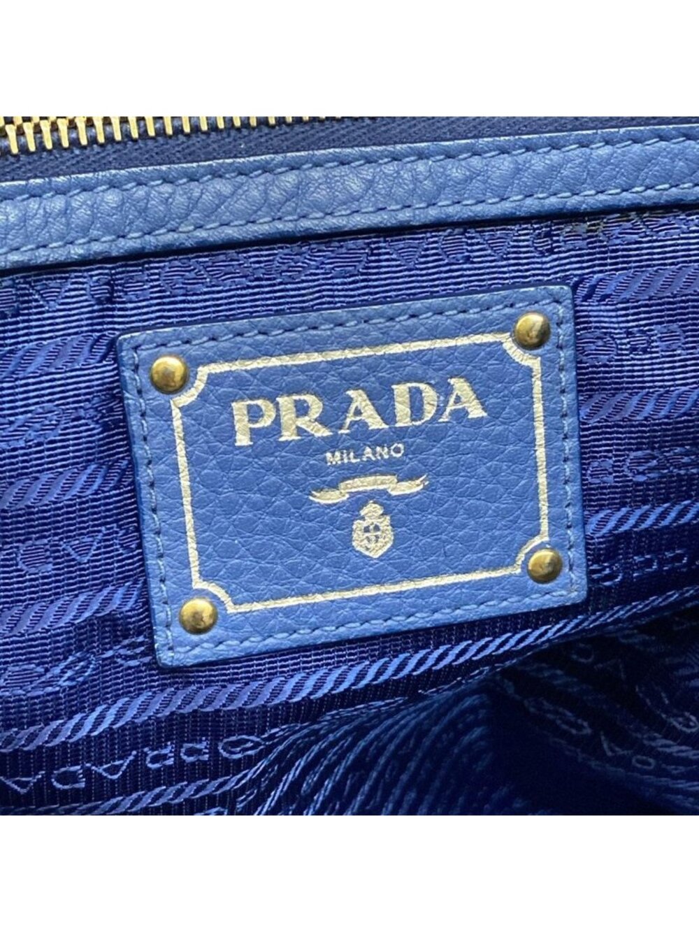 Prada Tote Blue Leather Tag - Picture 9 of 15